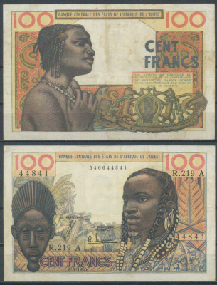 Западная Африка 100 франков 1965  Pick 101 Ae   бумага   451-1099-1