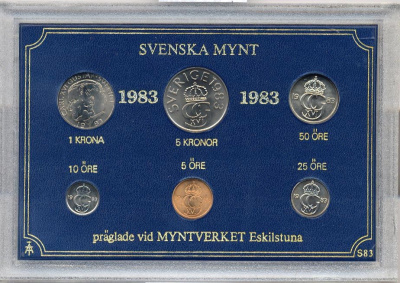 Швеция набор из 6 монет 1983 официальный набор монетного двора, Карл XVI Густав (1973- ) KM MS27 UNC 2-4-1-38