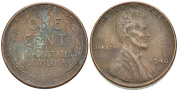 США 1 ЦЕНТ 1946 ЛИНКОЛЬН KM А132 медь цинк 218-944