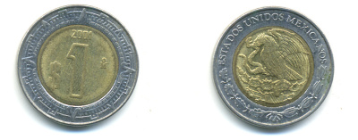 Мексика 1 песо 2001 KM 603 биметалл 176-1242