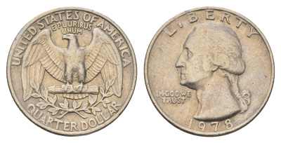 США 25 центов (квотер) 1978 Вашингтон KM А164а медь плакированная медно-никелем 4681-435