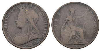 Великобритания 1 пенни 1899 Виктория (1837-1901) KM 790, Spink 3961 бронза 37-342