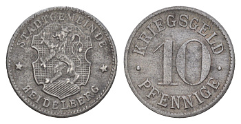 Гейдельберг 10 пфеннигов ND (1919-1920) Funck 203.3, Men05 11175.1, Men18 14006.1 железо 4643-928