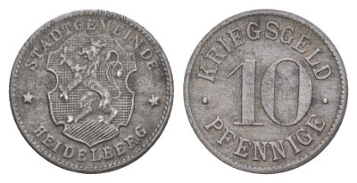Гейдельберг 10 пфеннигов ND (1919-1920) Funck 203.3, Men05 11175.1, Men18 14006.1 железо 4643-928