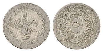 Египет 5/10 кирша 1876 (1899) AH 1293 KM 291 медно-никель 4674-151