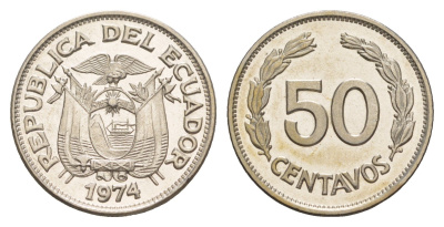 Эквадор 50 сентаво 1974 KM 81 сталь плакированная никелем UNC 4641-614