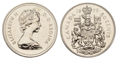 Канада 50 центов 1979 Елизавета II (1952-2022), герб KM 75.3 никель PROOF-LIKE (BU) 413-4623
