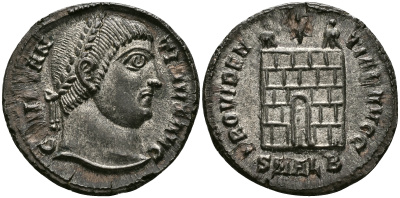 Римская Империя нуммий 325 - 326 Константин I Великий PROVIDENTIAE AVGG Александрия extremely fine (степень редкости C1) RIC 34 бронза 1073-9-116