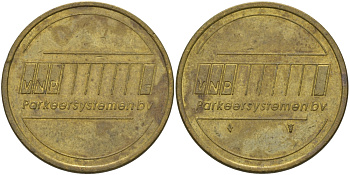 НИДЕРЛАНДЫ ПАРКОВОЧНЫЙ ЖЕТОН ND PARKEERSYSTEMEN VNP, ДИАМЕТР 28 ММ. латунь 97-741