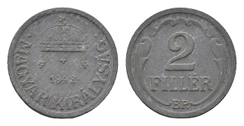 Венгрия 2 филлера 1943 BP KM 519 цинк 4664-865
