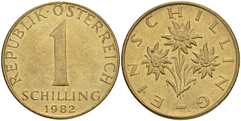 АВСТРИЯ 1 ШИЛЛИНГ 1982 KM 2886 алюминиевая бронза 4556-324