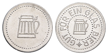 Германия жетон в 1 "стакан пива" ND диаметр 24 мм, вес 1,1 гр алюминий UNC 4638-847