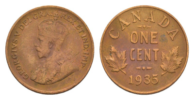 Канада 1 цент 1935 Георг V (1910-1936) KM 28 бронза 4639-249