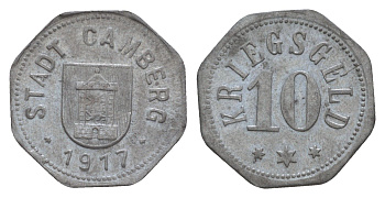 Камберг 10 пфеннигов 1917 Funck 74.2, Men05 4155.2, Men18 5301.2 цинк 4659-254