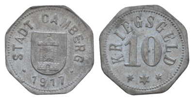 Камберг 10 пфеннигов 1917 Funck 74.2, Men05 4155.2, Men18 5301.2 цинк 4659-254