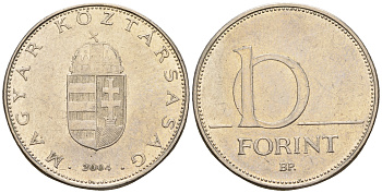 Венгрия 10 форинтов 2004 KM 695 латунь плакированная медно-никелем 259-253