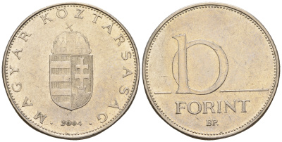 Венгрия 10 форинтов 2004 KM 695 латунь плакированная медно-никелем 259-253