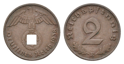 Германия 2 рейхспфеннига 1938 E KM 90, J. 362 бронза 4674-359