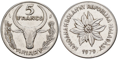 Мадагаскар 5 франков 1979 KM 10 сталь 4141-645