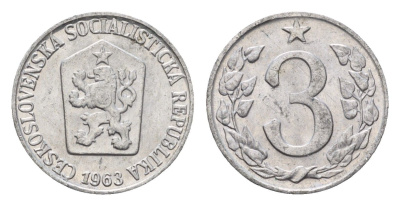 Чехословакия 3 геллера 1963 KM 52 алюминий aUNC 4678-617