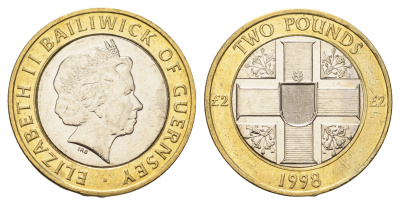 Гернси 2 фунта 1998 KM 83 биметалл UNC 4660-842