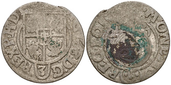 Польша 3 полкера (3 полторака - 1 крейцер) ND (1620-1627) Сигизмунд III Ваза (1587-1632) KM 41 серебро 4158-1054