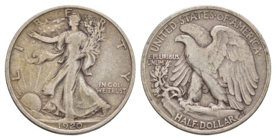 США 1/2 доллара (50 центов) 1920  KM 142 серебро    5010-1745