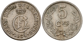 Люксембург 5 сантимов 1924 Шарлотта (1918-1964) KM 33 медно-никель 4602-363