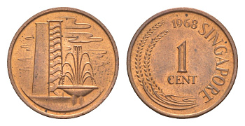 Сингапур 1 цент 1968 KM 1 бронза UNC 4643-322