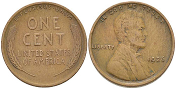 США 1 ЦЕНТ 1926 ЛИНКОЛЬН KM 132 бронза 3309-421