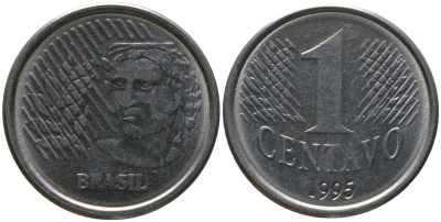 Бразилия 1 сентаво 1995 KM 631, Schon 140, Bentes?772 нержавеющая сталь 4567-1113