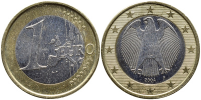 ФРГ 1 евро 2004 G KM 213 биметалл 4390-1053