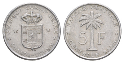 Руанда-Урунди 5 франков 1958 KM 3 алюминий 4652-113