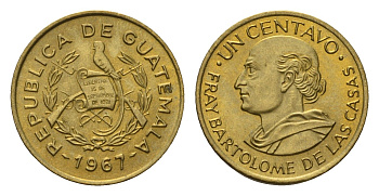 Гватемала 1 сентаво 1967 KM 265 латунь UNC 4623-1032