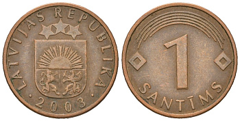 Латвия 1 сантим 2003 KM 15 сталь плакированная медью 4532-769