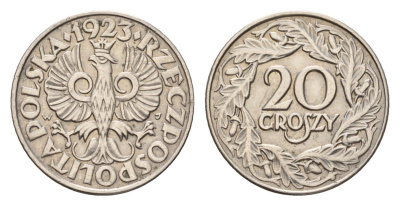 Польша 20 грошей 1923 год-тип Y 12 никель 4627-168