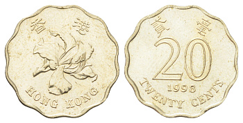 Гонконг 20 центов 1998 KM 67 никель латунь UNC 4701-234