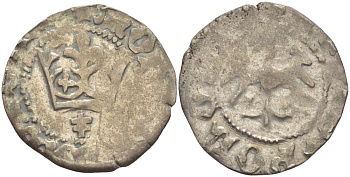 Польша 1/2 гроша (полугрош) 1416-1422 Владислав II Ягилло (1386-1434), под короной двойной крест, вес 1,41 гр. Gumowski 415, Kopicki 369 серебро 1517-525