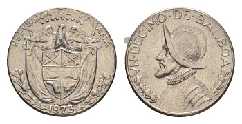 Панама 1/10 бальбоа (10 сентесимо) 1973 KM 10 медь плакированная медно-никелем UNC 4644-143