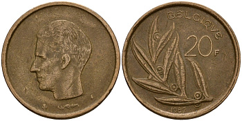Бельгия 20 франков 1982 Belgique, Бодуэн I (1951-1993) KM 159 никель бронза 4601-355