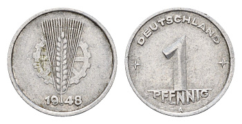 ГДР 1 пфенниг 1948 A KM 1 алюминий 192-137