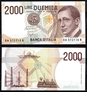 Италия 2000 лир 1990 Pick 115 бумага UNC (пресс) 6266-49-1-2