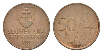 Словакия 50 геллеров 2000 KM 35 сталь плакированная медью 4627-1167