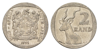 ЮАР 2 ранда 1995 KM 139 медь плакированная никелем 4626-1147