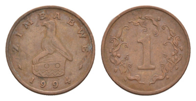 Зимбабве 1 цент 1994 птица-идол KM 1a сталь плакированная бронзой 4655-744
