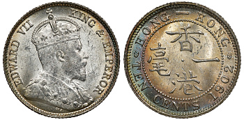 Гонконг 10 центов 1902 Эдуард VII (1901-1910) KM 13 серебро UNC 91-713