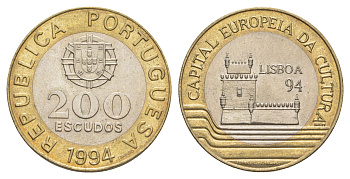 Португалия 200 эскудо 1994 Лиссабон – культурная столица Европы KM 669 биметалл UNC 4631-1233