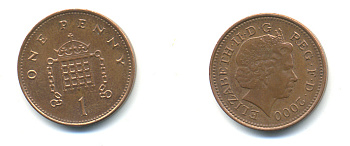 Великобритания 1 пенни 2000 Елизавета II (1952-2022) KM 986, Spink 4710 (B5) сталь плакированная медью 177-542