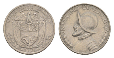 Панама 1/10 бальбоа (10 сентесимо) 1993 KM 10 медь плакированная медно-никелем 4644-167