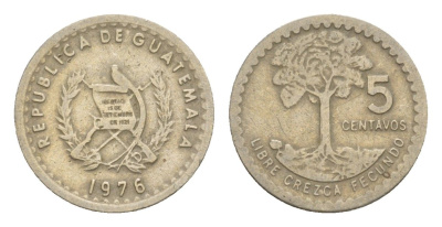 Гватемала 5 сентаво 1977 KM 270 медно-никель 4649-924